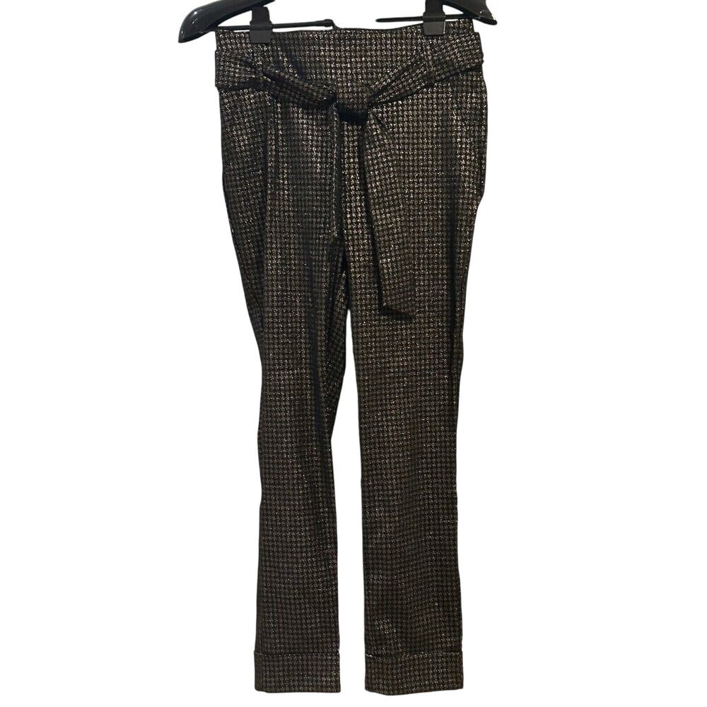 New York & Company Women's size Medium Gold Houndstooth Black Cropped Pants NWT